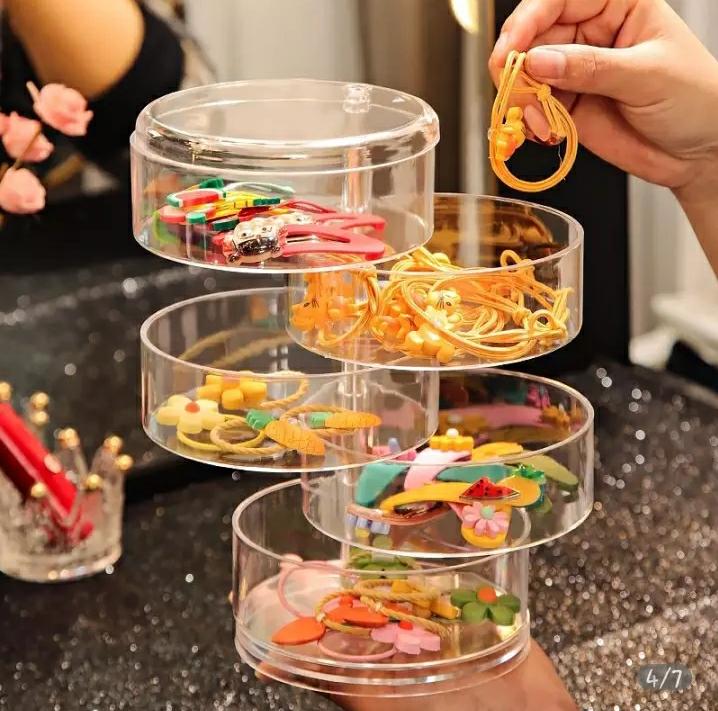 Acrylic Transparent Rotating Jewellery Box, 5 Layers Round Shape Jewellery Organizer, Multilayer Rotating Jewelry Box,