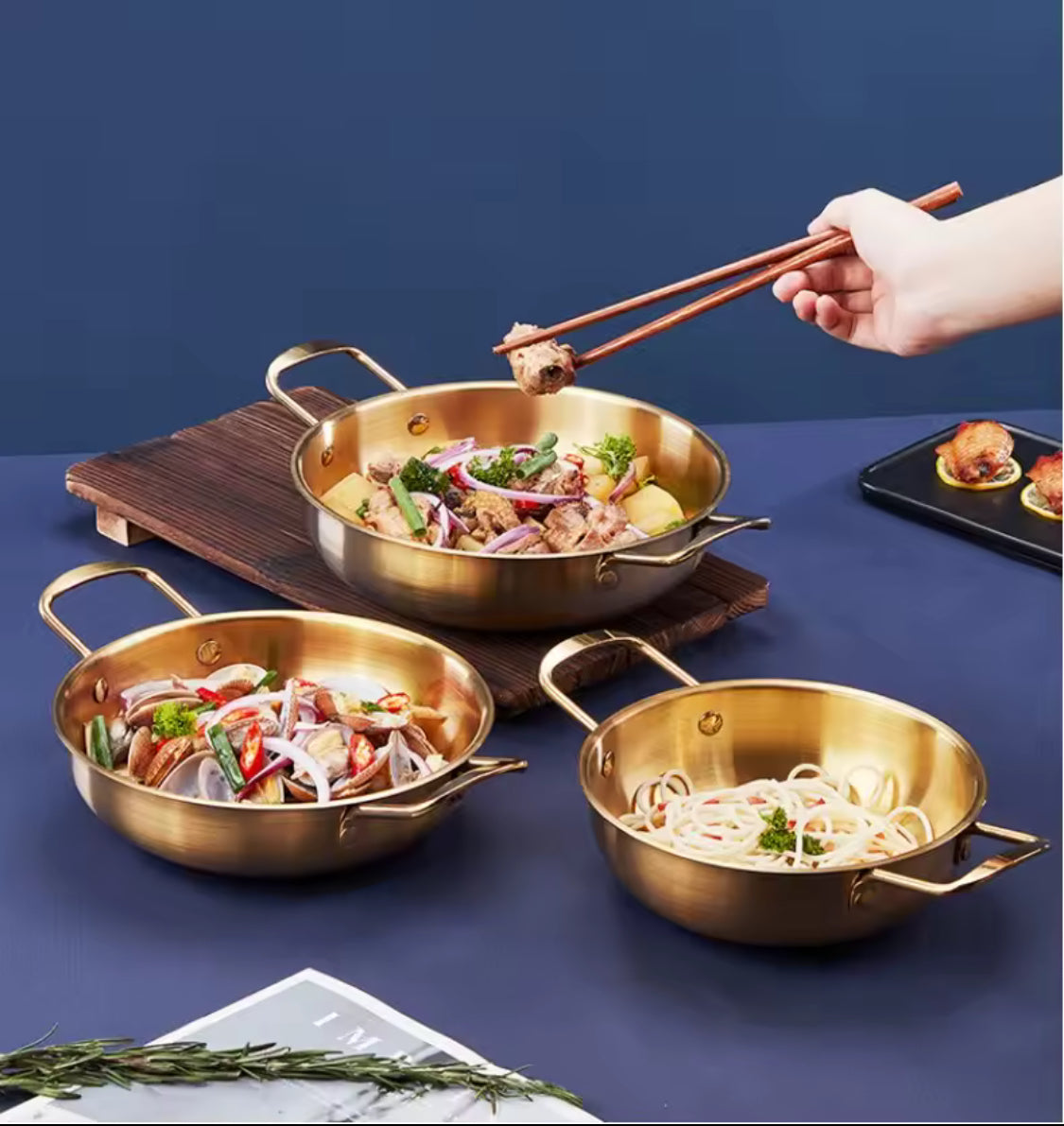 Korean Style Noodles Pot With Handle, Stainless Steel Cookware Pan, Kitchen Cooking Pan