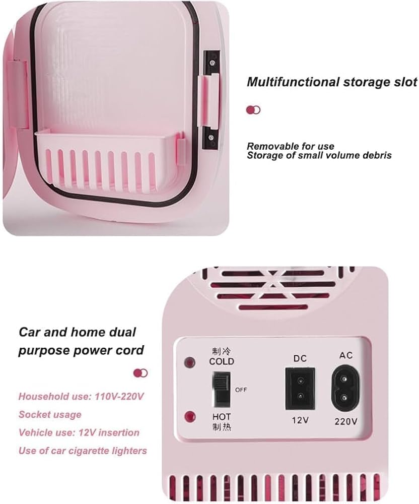 Portable Mini Fridge For Skin Care, Cosmetic Refrigerator With Mirror And LED, Mini Table Top Skin Care Fridge