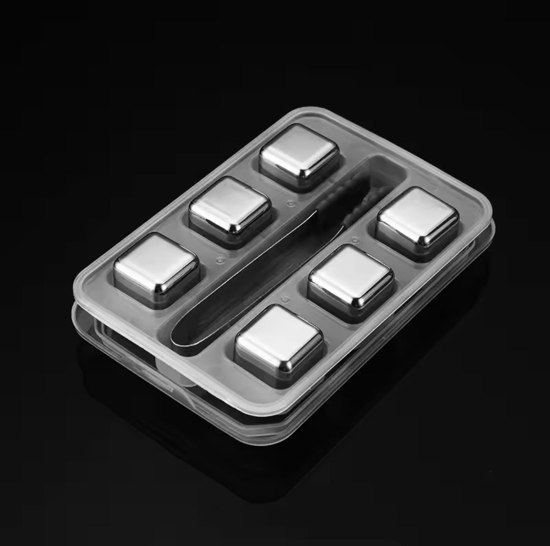 6 Grid Steel Ice Cubes With Clip, Quick Frozen Iced Square Chilling Stone, Reusable Chilling Ice Cubes, Rust-proof Ice Tartar, Multipurpose Kitchen Ice Cube With Tong