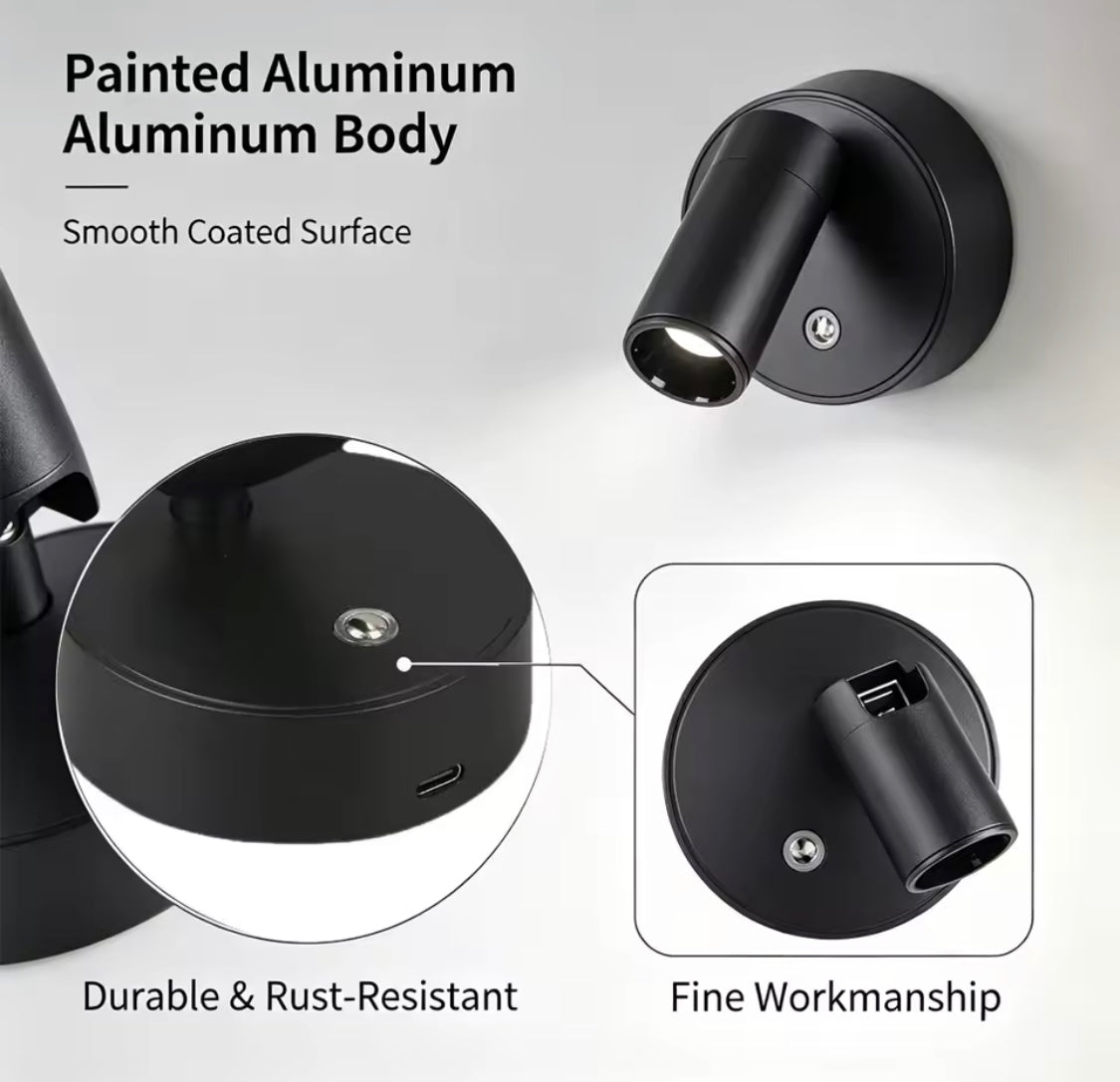 Adjustable LED Wall Sconce Light,Minimalist Cylinder Wall Light, Modern Round Base Wall Lamp