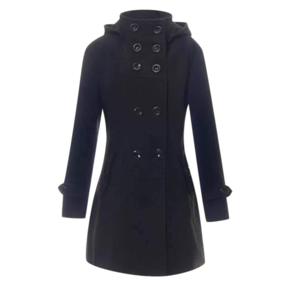 Women 6 Button Hooded Style Trench Coat