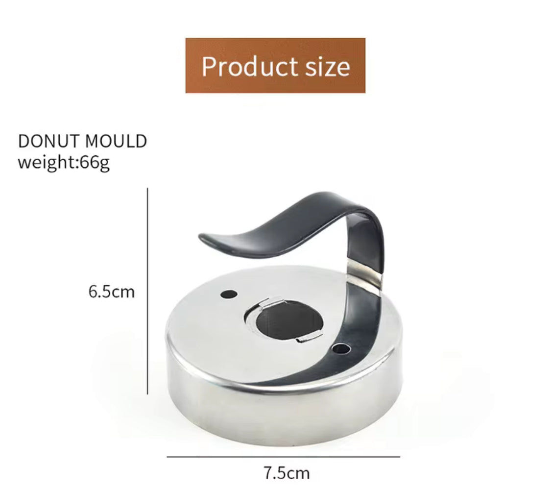 Stainless Steel Donut Mould, Multi-function Round Donut Mold, Creative Mousse Circle Cookie Mould with Handle