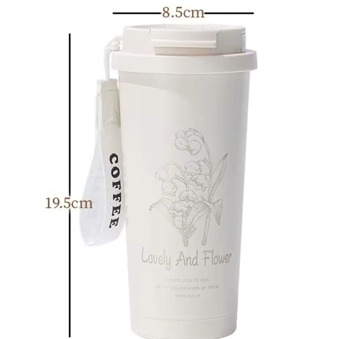 500ml Printed Flower Stainless Steel Thermos Mug, Double Layer Coffee Mug, Double Wall Vacuum Insulated Travel Mug