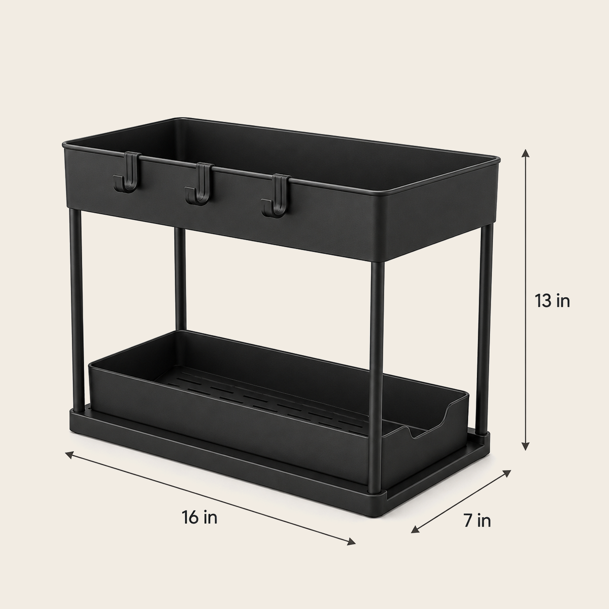 2 Tier Sliding Under Sink Organizer,     Bathroom Countertop Storage Organizer, Multipurpose Kitchen Organizer