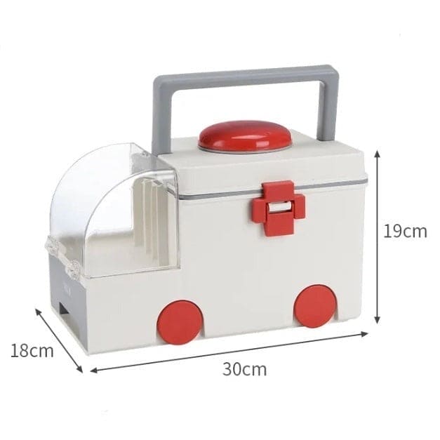 Cute Ambulance Medicine Box, Large-capacity Medicine Kit Storage Box, Household Compartmental Medicine Box, Portable First Aid Kit Container, Creative Emergency Pharmacy Pill Organizer