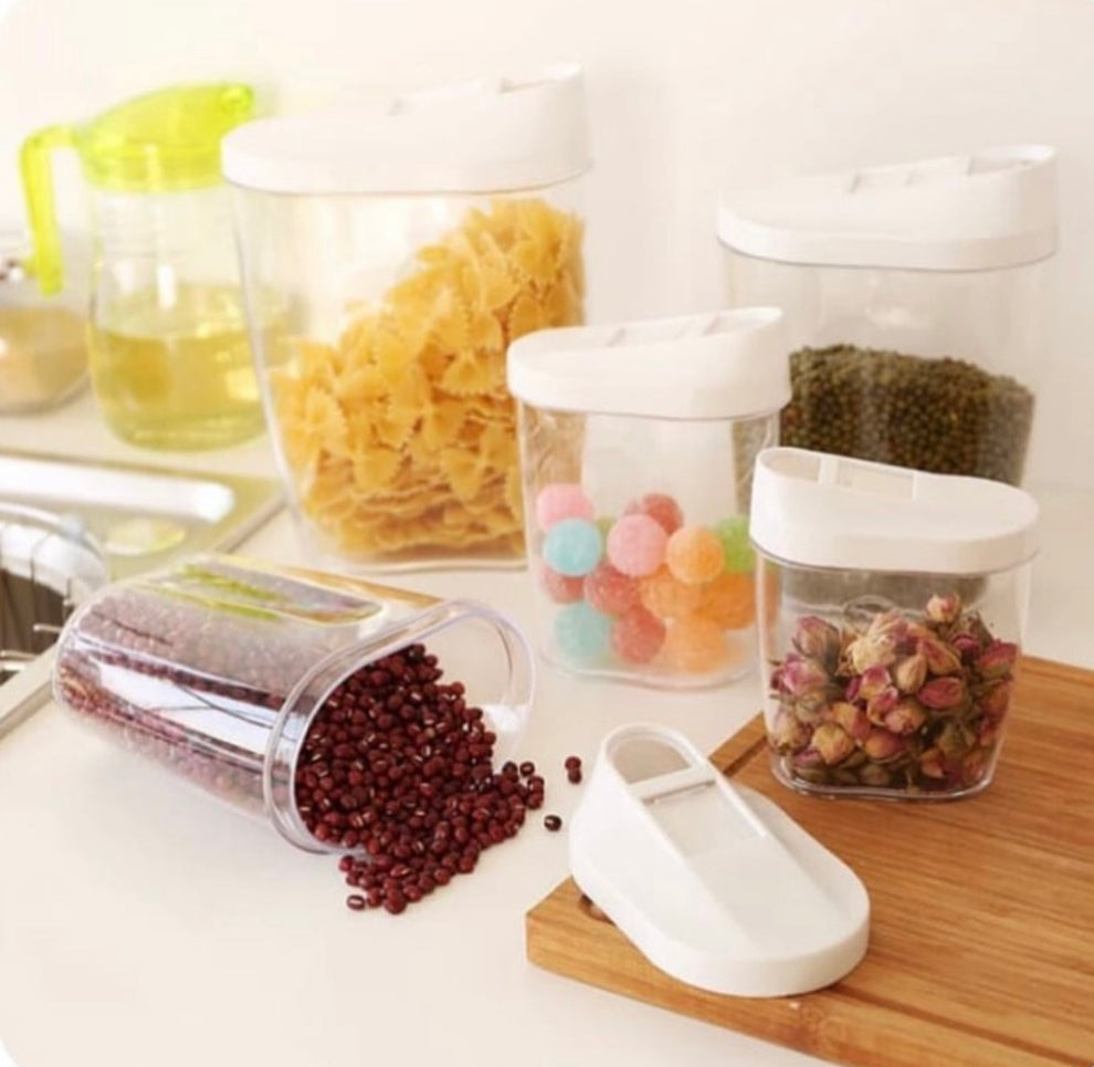 5pcs Transparent Sealed Containers, Cereal Containers Storage Set, Transparent Food Stuff Container Keep Fresh Jar Set
