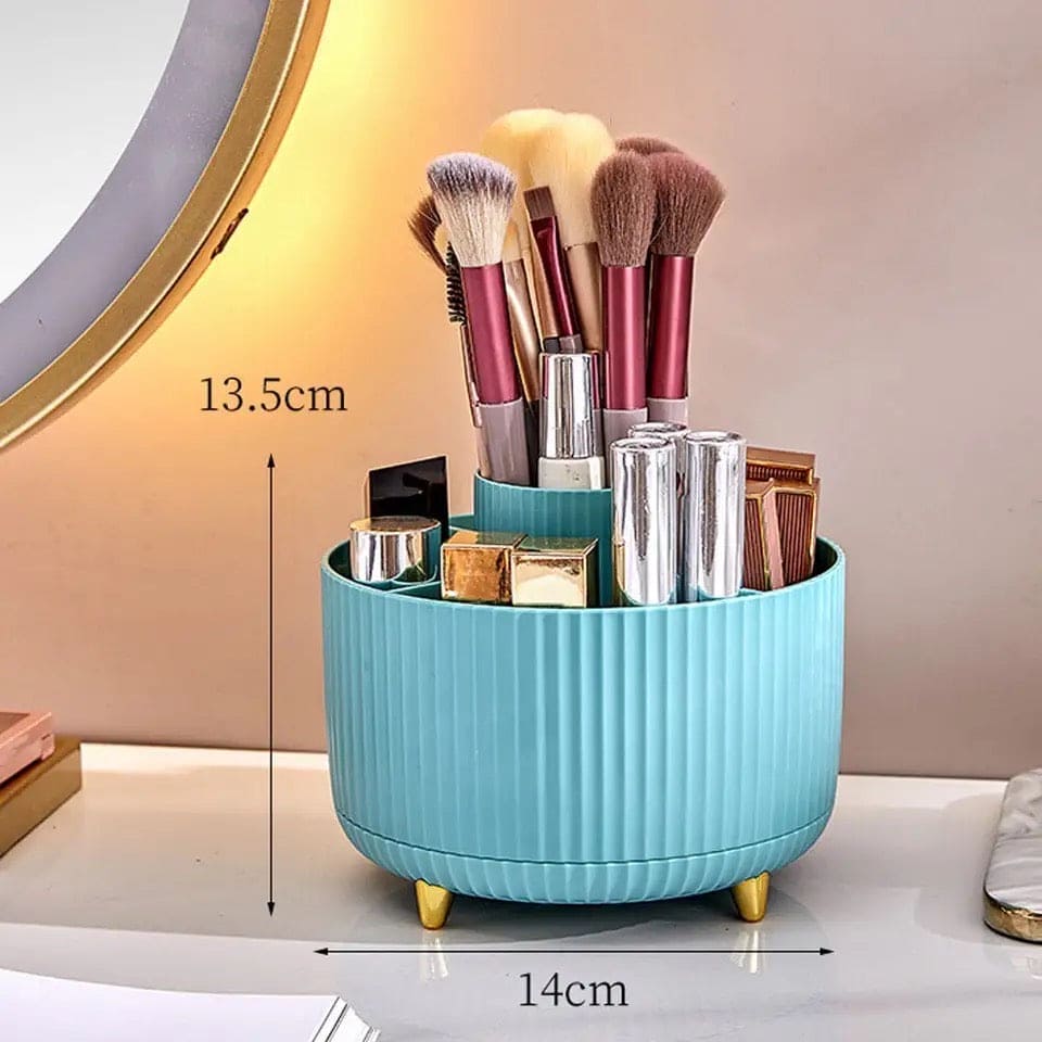 Versatile Desk Organizer, Multi Compartment Storage Box, 360°Rotating Desktop Makeup Brushes Organizer, Portable Stationary Holder, Skincare Pen Organizer Stand, 5 Slots 360 Degree Rotating Desk Organizers