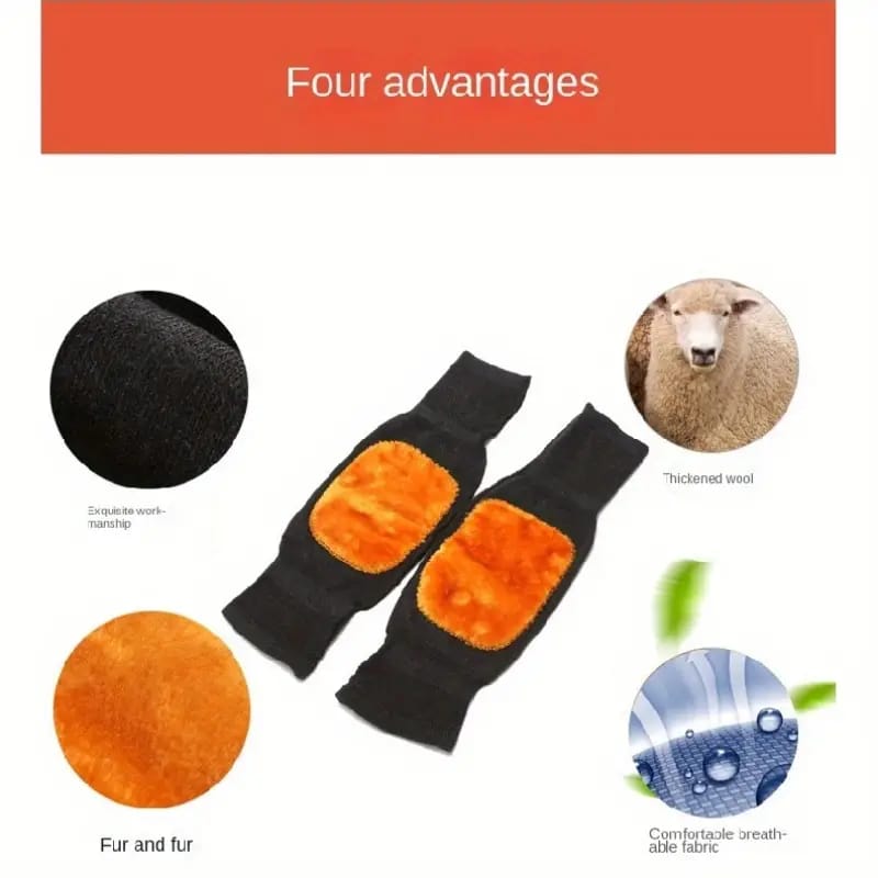 Warm Wool Knee Pads, Cashmere Wool Knee Brace Pads, Elastic Knees Sleeves Support Protector