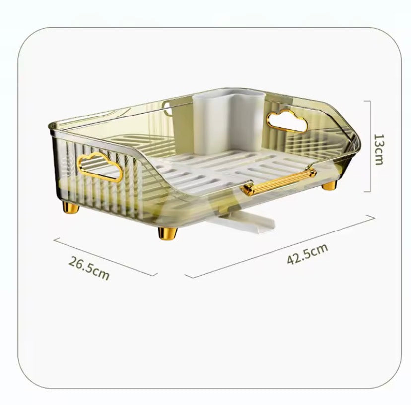Acrylic Dish Drying Rack, Multifunctional Plate Rack With Drainer, Space Saving Kitchen Sink Rack