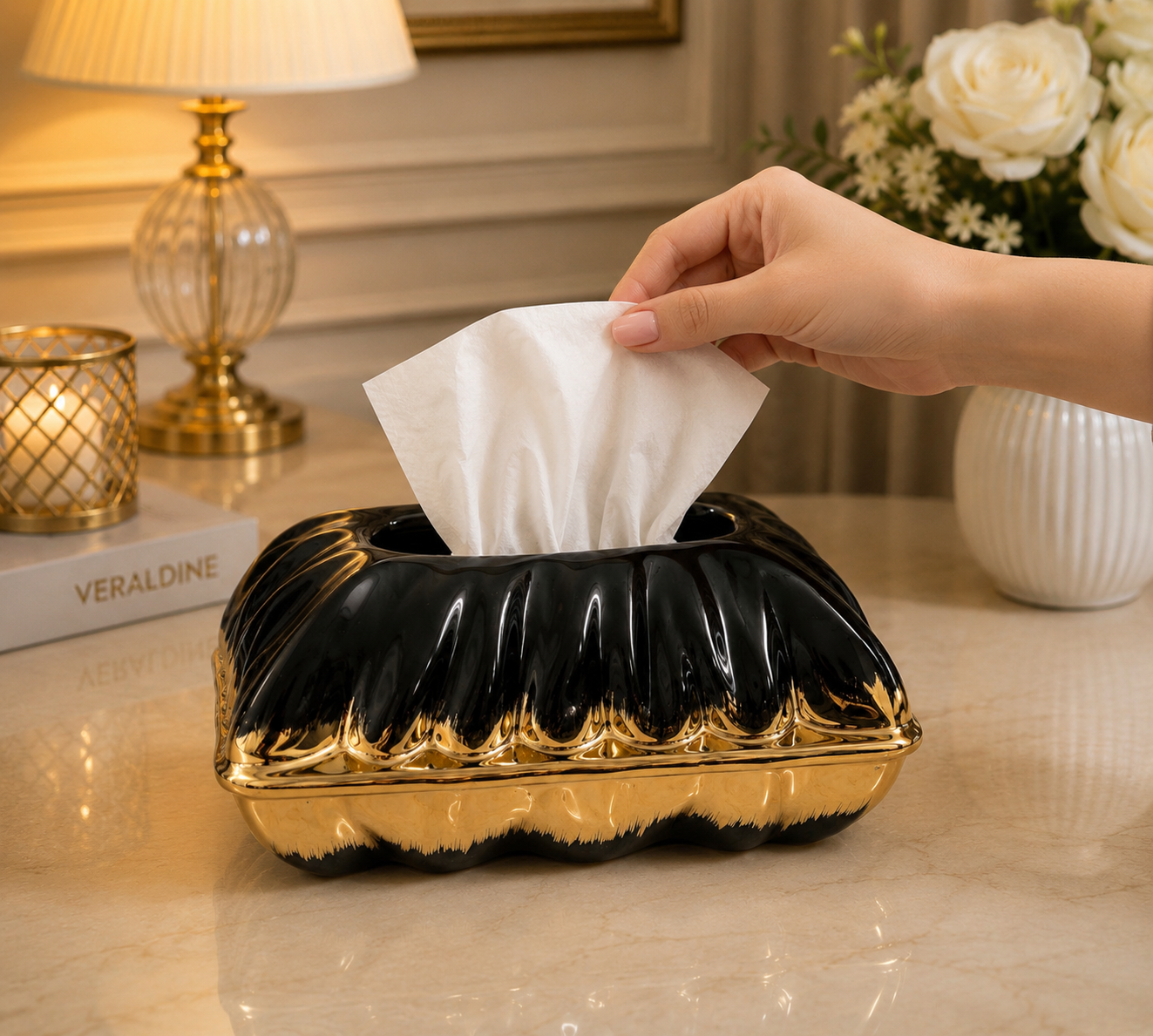 Luxury Vanity Tissue Box, Home Décor Tissue Box, Elegant Tabletop Tissue Box