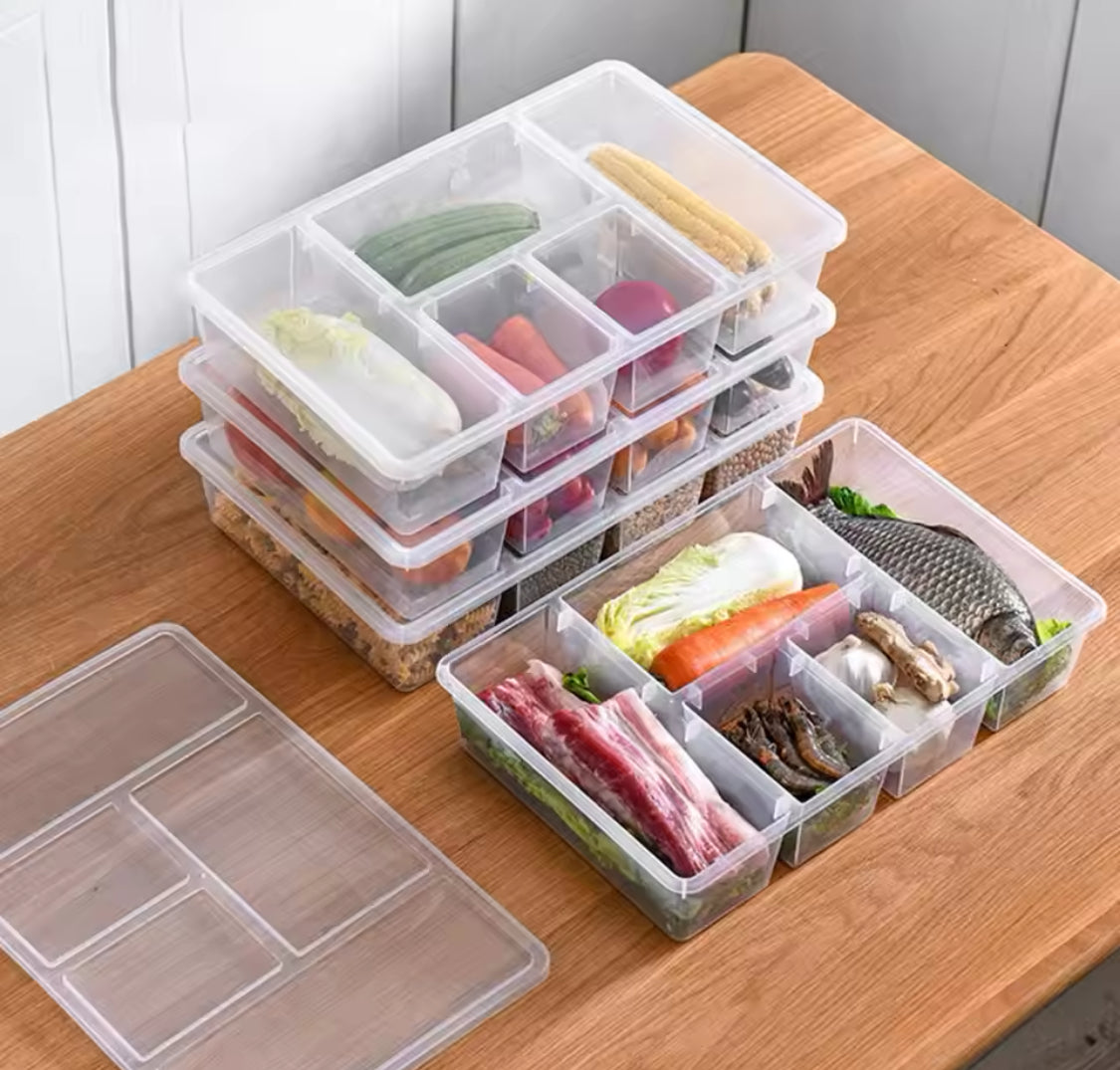 5 Compartment Food Storage Container, Portable Vegetable Fruit Box, Multifunctional Household Storage Organizer