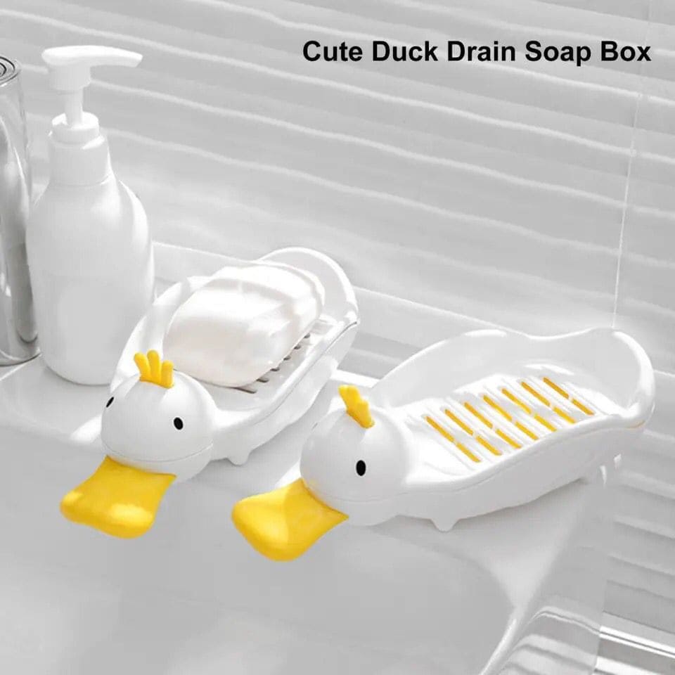 Crown Duck Soap Dish, Cute Duck Soap Dish With Drain, Double Wall Soap Box, Separatable Cartoon Soap Box, Bathroom Kitchen Sink Countertop Soap Box