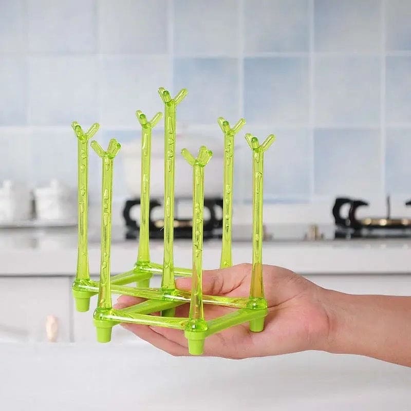 Grofry Dust-proof Cup Drying Rack Multifunctional Plastic Draining Glass Cup Holder Stand Home Decoration Green S, Size: Small