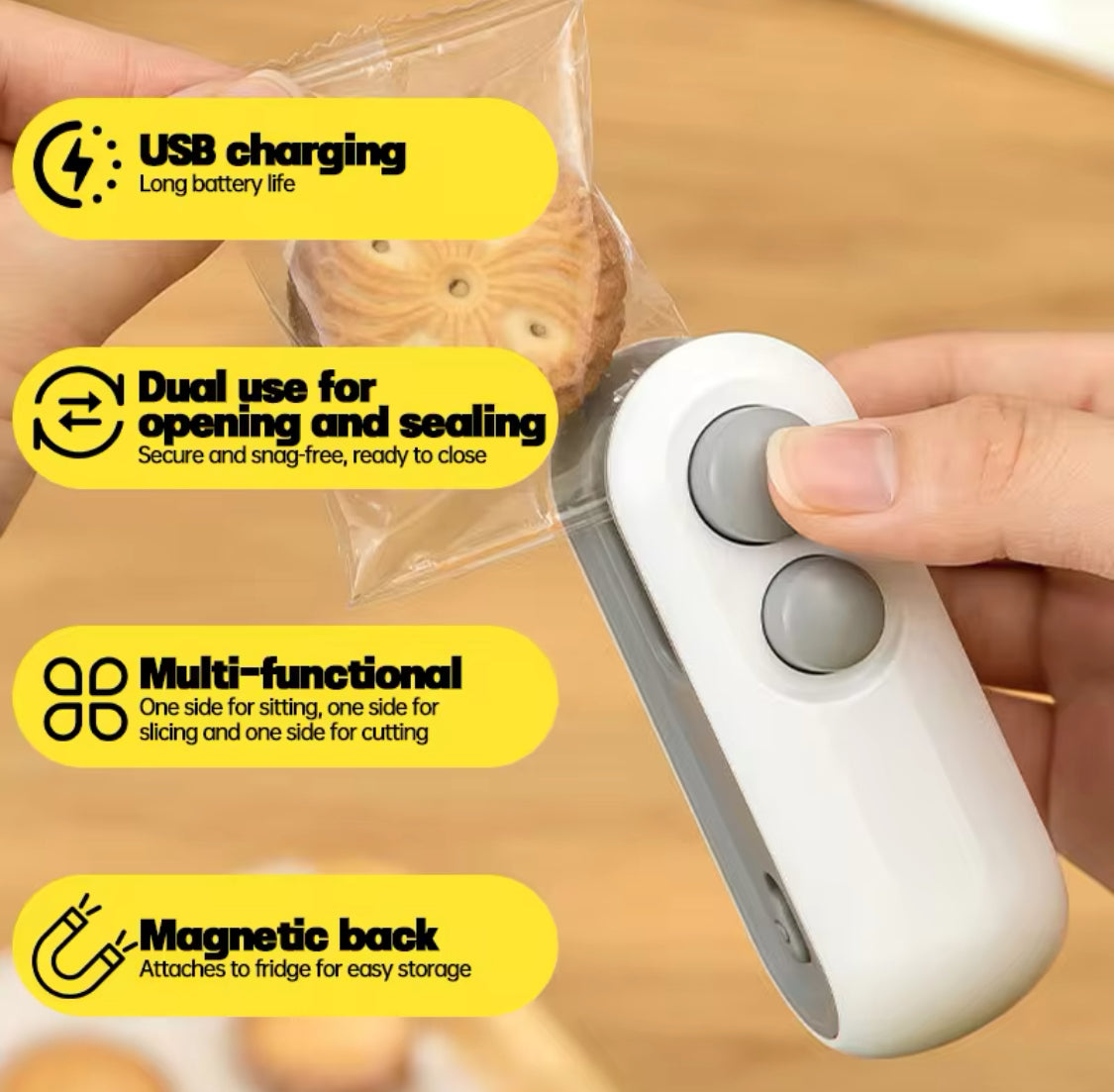 Rechargeable Plastic Bag Sealing Machine, 2 In 1 Mini Heat Bag Sealing Machine, Handheld Plastic Bag Heat Sealer