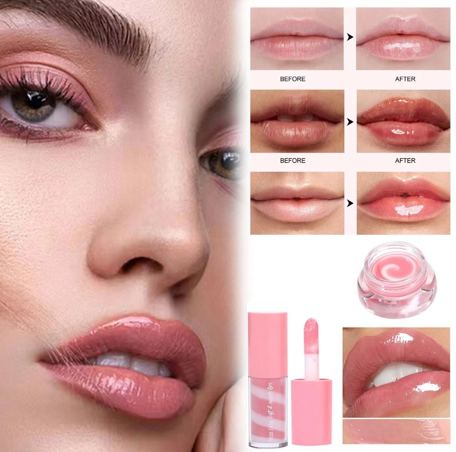 2Pcs Miss Lara Lip Gloss and Lip Balm Set, Mini Liquid Lipstick, Long-lasting Lipstick Set