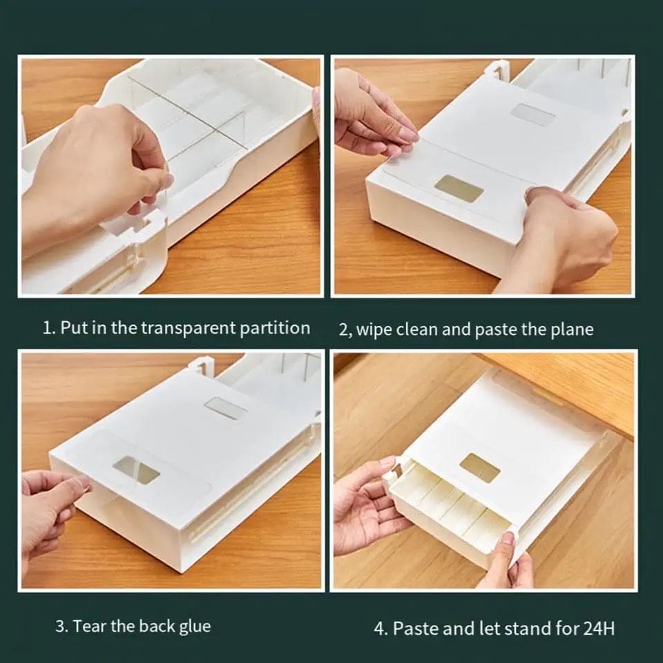 Hidden Drawer Organizer, Under Desk Drawer Storage Organizer, Under Desk Self Adhesive Hidden Drawer, Hanging Hidden Pen Box, Hidden Drawer Key Storage Box, Under Desk Student Office Stationery Box,