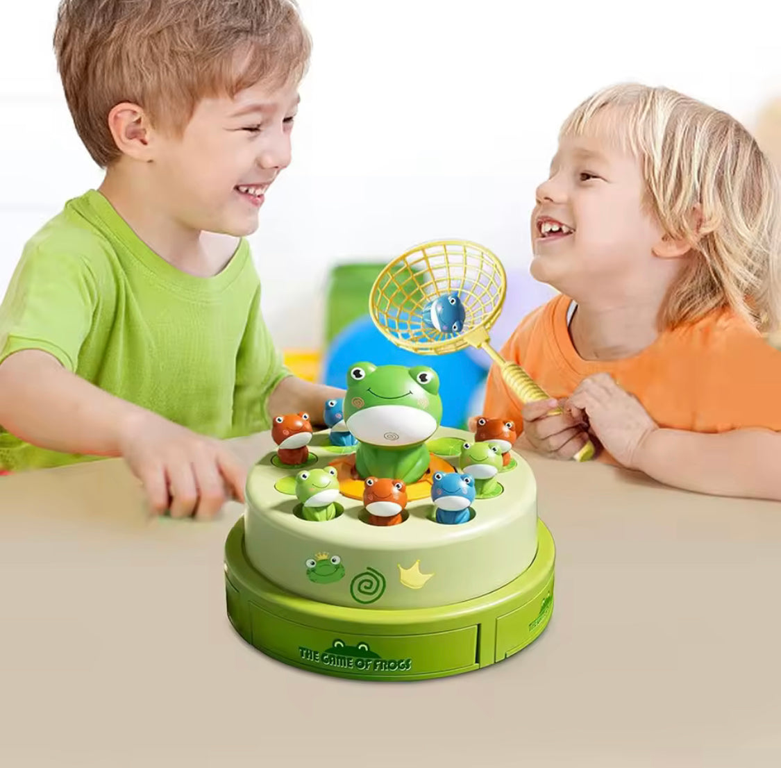 Children Bouncing Frog Toy, Cartoon Electric Music Catch Frogs Toy, Adjustable Educational Tabletop Family Game