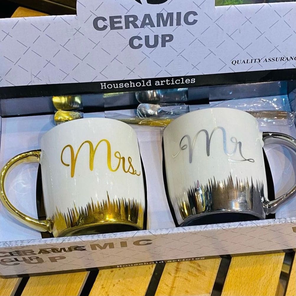 Mr And Mrs Twin Coffee Mug, Ceramic Couple Coffee Mugs, Luxury Marble Ceramic Coffee Cups