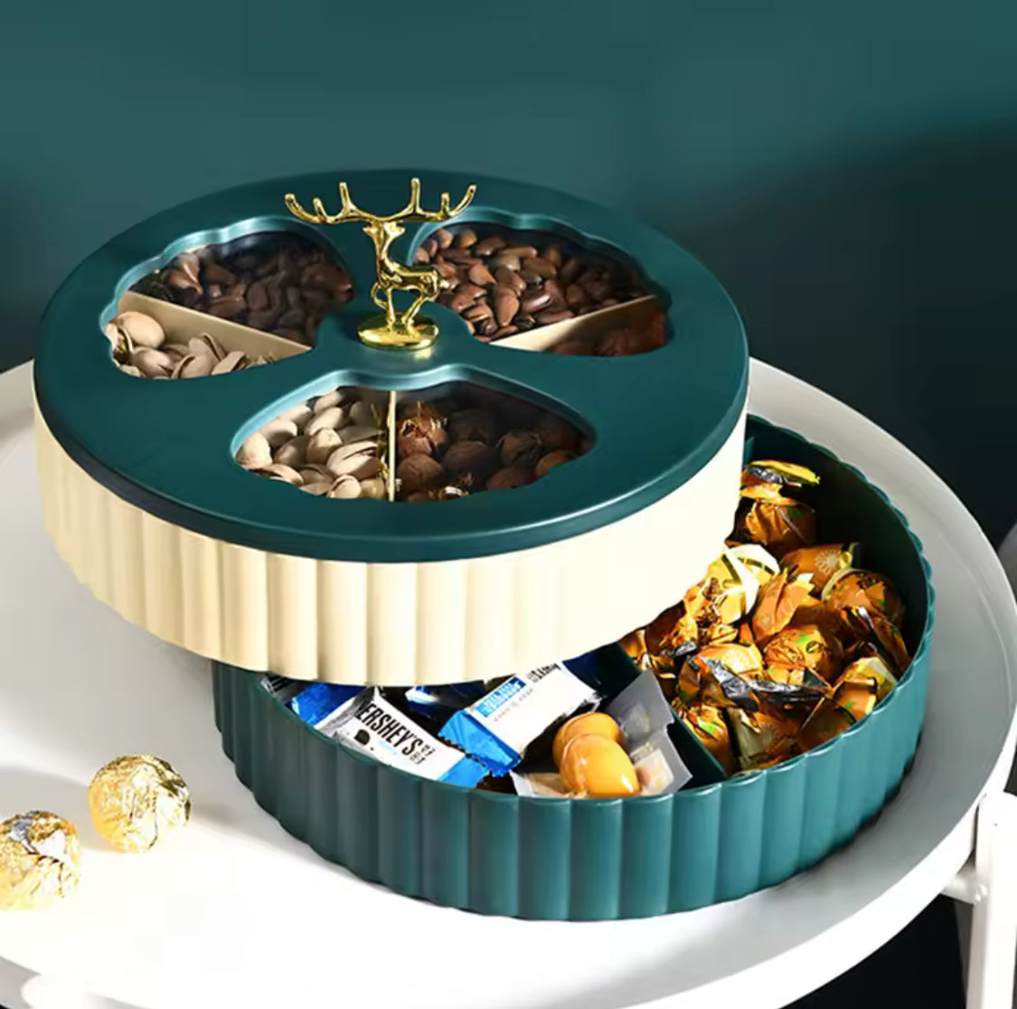 Nordic Style Dry Fruit Box, Double Layer Candy Snack Tray, Tabletop Snack Storage Container