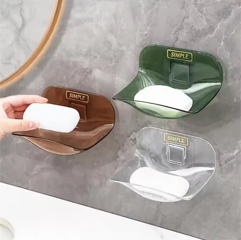 Universal Transparent Soap Dish, Self Adhesive Soap Rack, Wall Mounted Soap Holder, Soap Sponge Dish