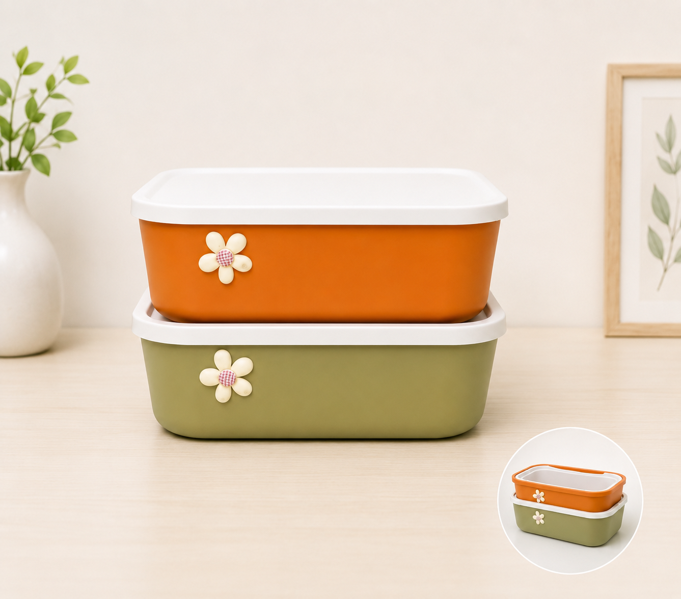 Floral Stack Storage Box, 
Multipurpose Storage Organizer, Stack And Store Storage Container