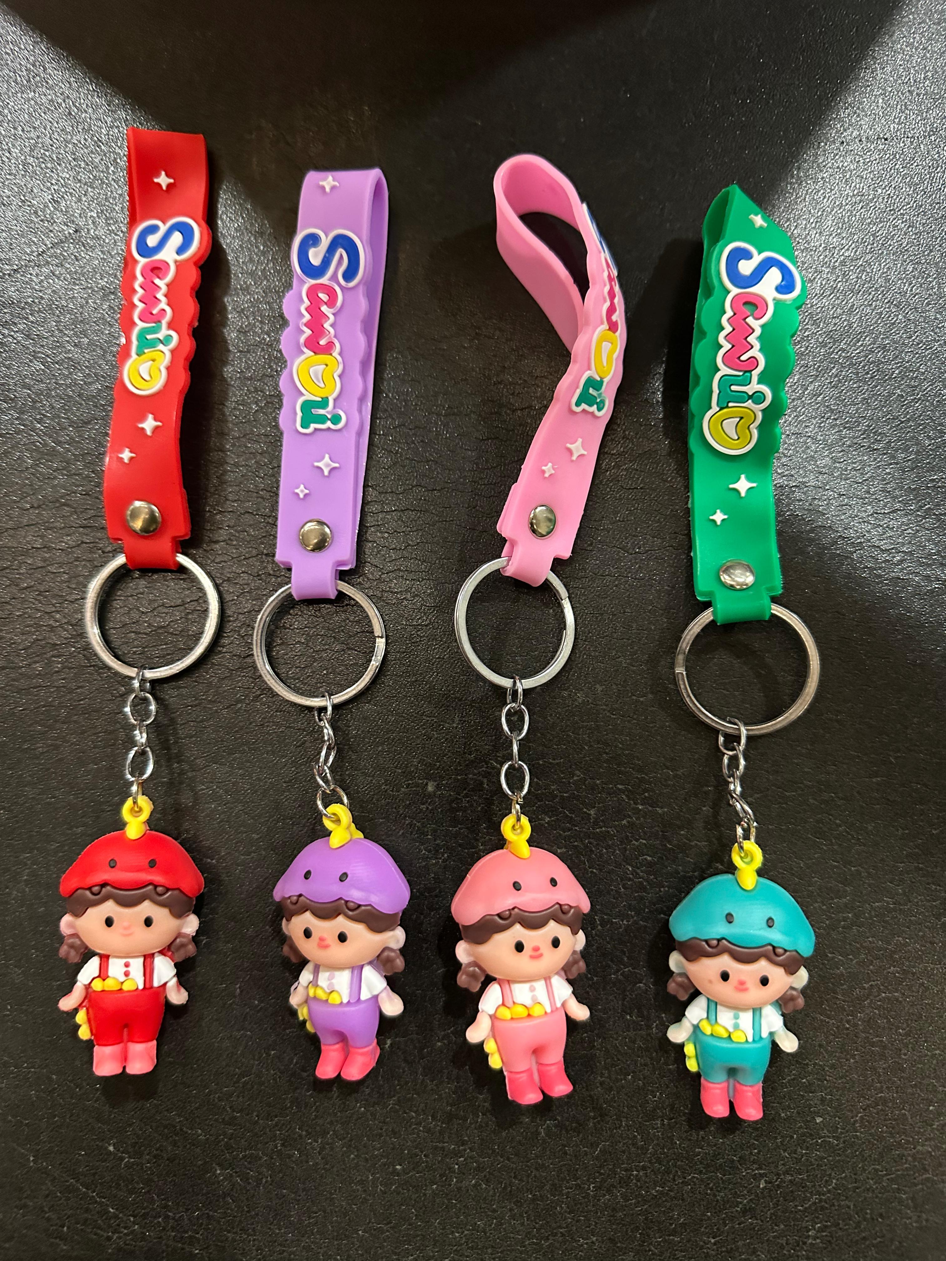 Set Of 3 Cute Anime Keychains, Kawai Cartoon Hanging Keychains, Cute Doll Ornament Keychains
