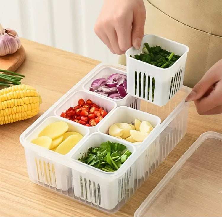 Refrigerator Storage Box, Vegetable Fruit Fridge Organizer, Small Divider Plastic Storage Bins