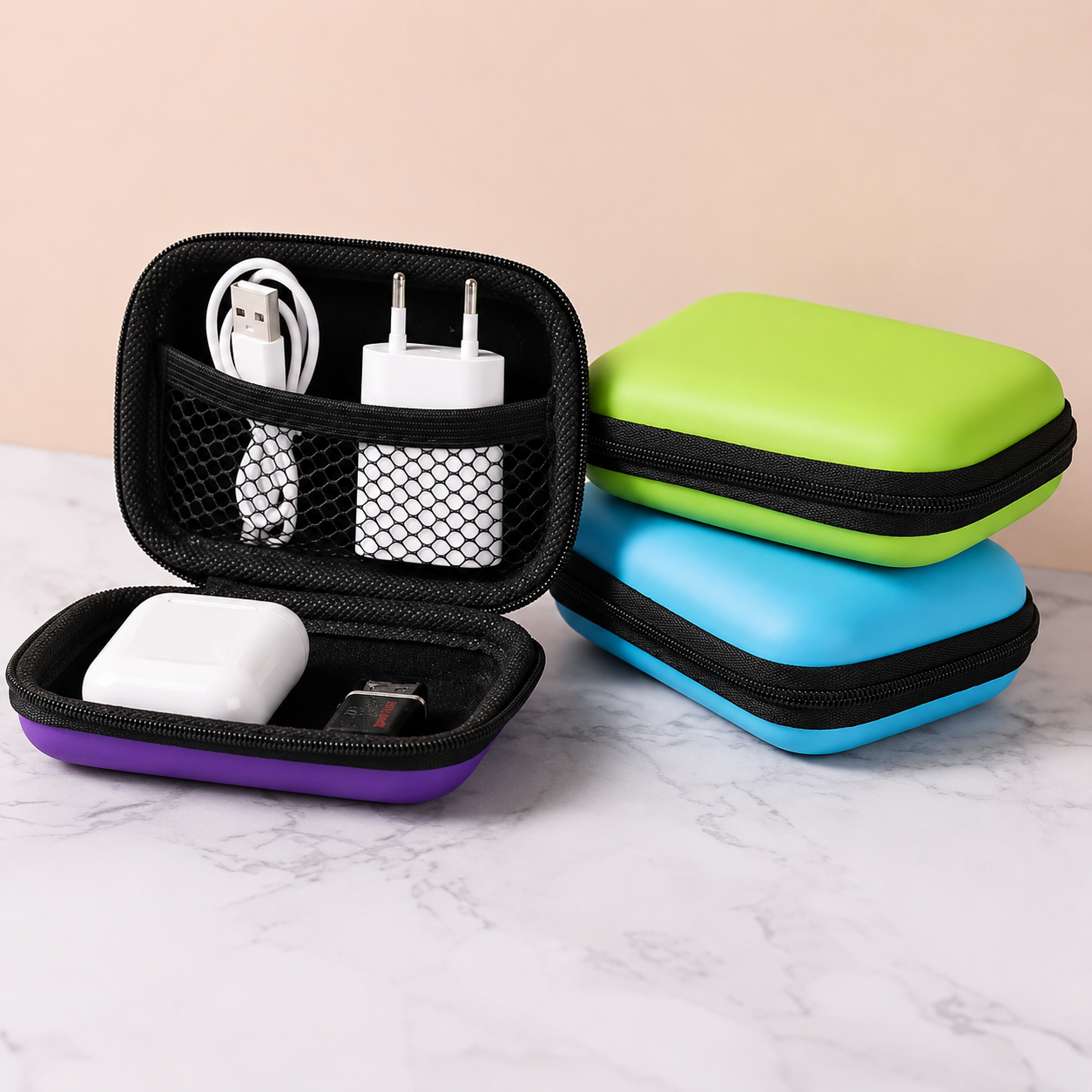 Portable Electronics Travel Organizer Case, Smart Gadget Vault, Pocket Tech Organizer, ZipTech Storage Case, Travel Tech Companion, Gadget Guard Mini Case