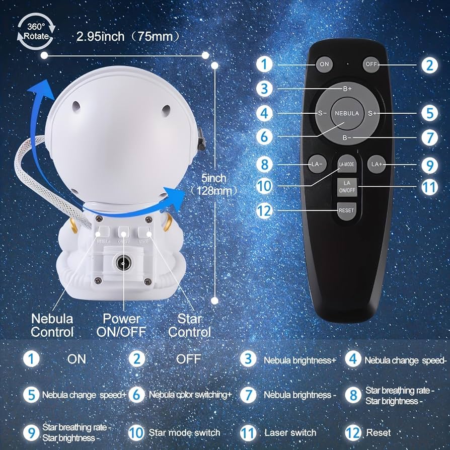 Astronaut Galaxy Projector Night Light, Starry Sky Projector Lamp,         Kids Astronaut Galaxy Projector, 3D Astronaut Galaxy Projection Light