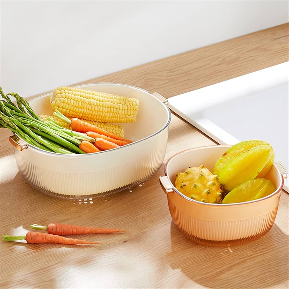 Drainage Basket, Drain Basket Kitchen Tools, Fruit Vegetable Washing Basket, Creative Colander Baskets Filter Shelf