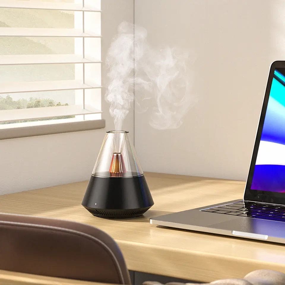 Volcano Room Diffuser, USB Air Humidifier, Retro Light Air Freshner, 150ML Essential Oil Diffuser, Remote Control Aromatherapy Humidifier, Ultrasonic Cool Mist Maker Frogger, Candlelight Fragrance Scent Dispenser, Home Car Bedroom Table Humidifier