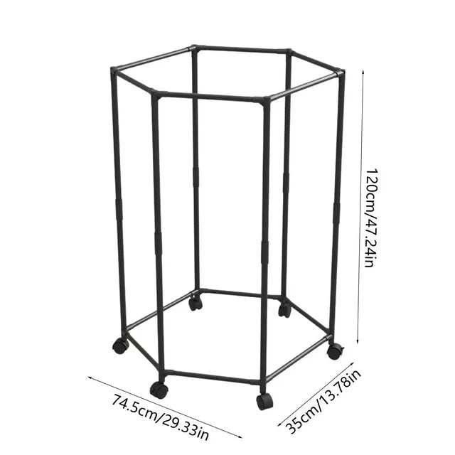 360° Rotating Metal Clothes Stand Rack With Wheels, Multi Purpose Garment Organizer, Rolling Clothes Hanging Rack, Portable Clothes Storage Rack, Space Saving Rolling Clothes Rack