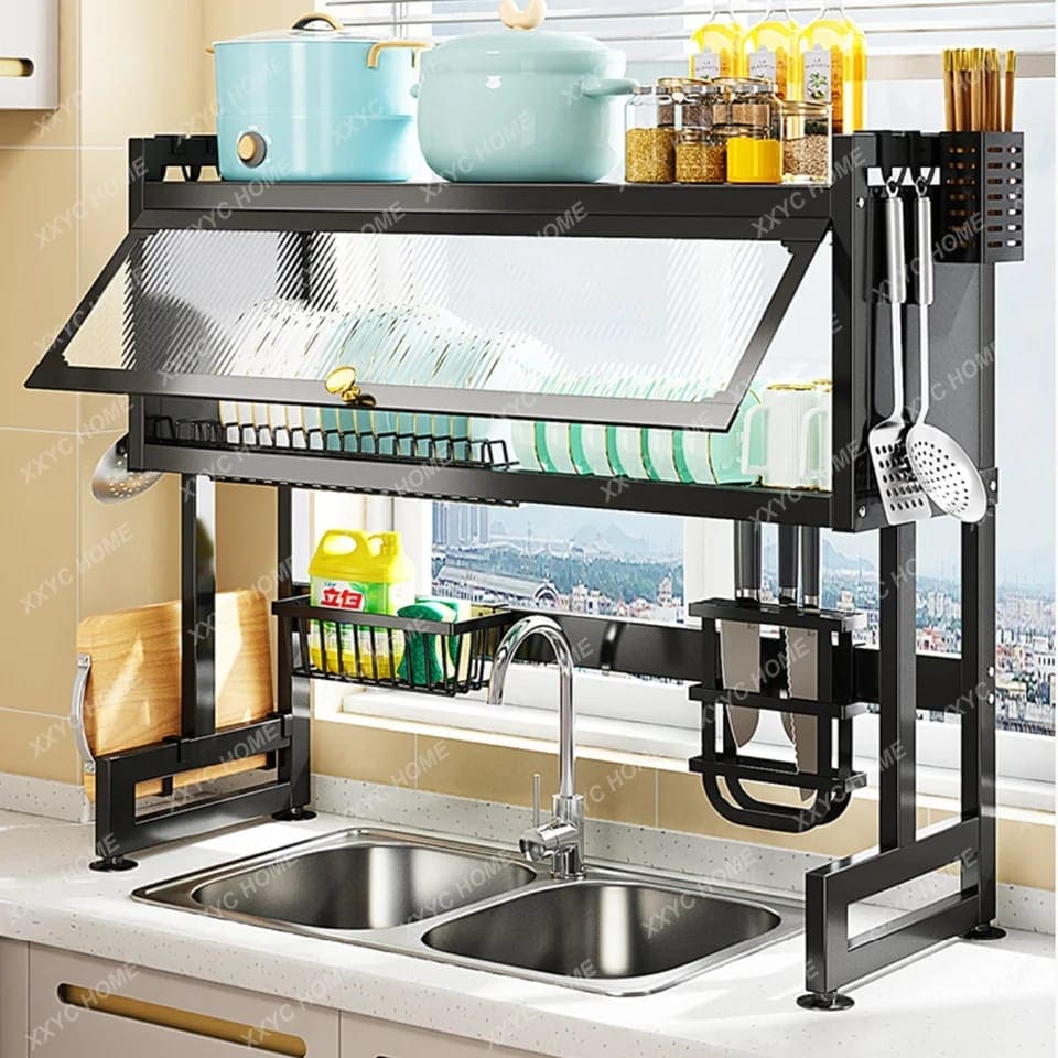 Multifunctional Flip Kitchen Dish Rack, Over Sink Countertop Kitchen S ...
