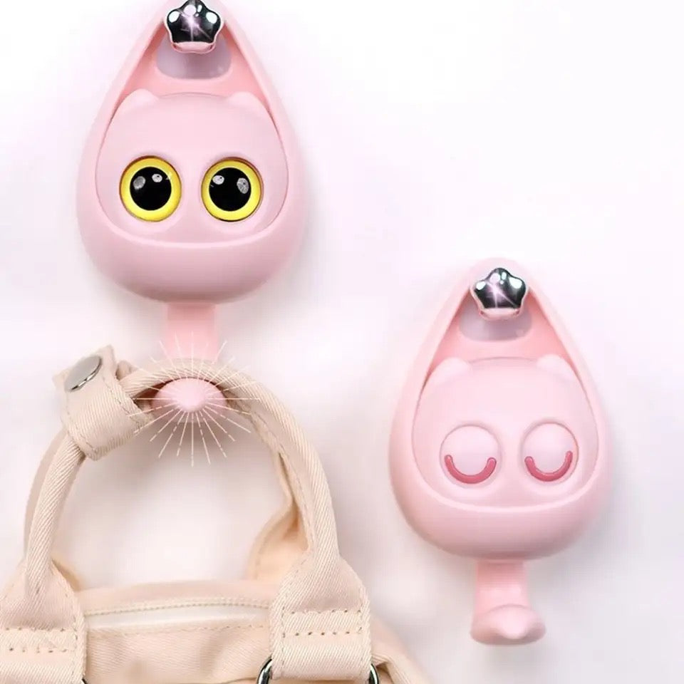 Cat Eye Wall Hook, Cute Cartoon Big Eyes Wall Hanger, Creative Cat Hook With Movable Eyes, Self Adhesive Hooks for Clothes Hat Scarf, Home Decoration Wall Shelf Hanger