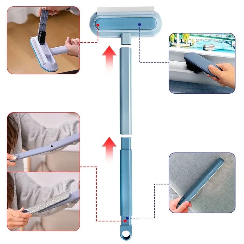 4 In 1 Window Washer Kit, Multifunctional Mesh Screen Brush, Washable Household Cleaning Accessories, Multipurpose Magic Scrubber Brush, Double Sided Detachable Window Cleaner Tool