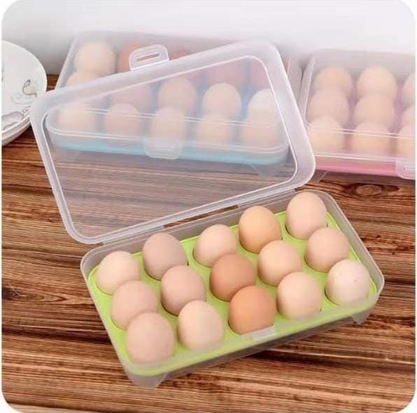 Transparent 15 Frame Egg Box, Refrigerator Egg Preservation Storage Box, Portable Egg Holder Box With Lid, Drawer Egg Carton Box, Anti-collision Plastic Egg Compartment Egg Tray, Baby Bag Egg Holder, Large Capacity Fridge Eggs Storage Box