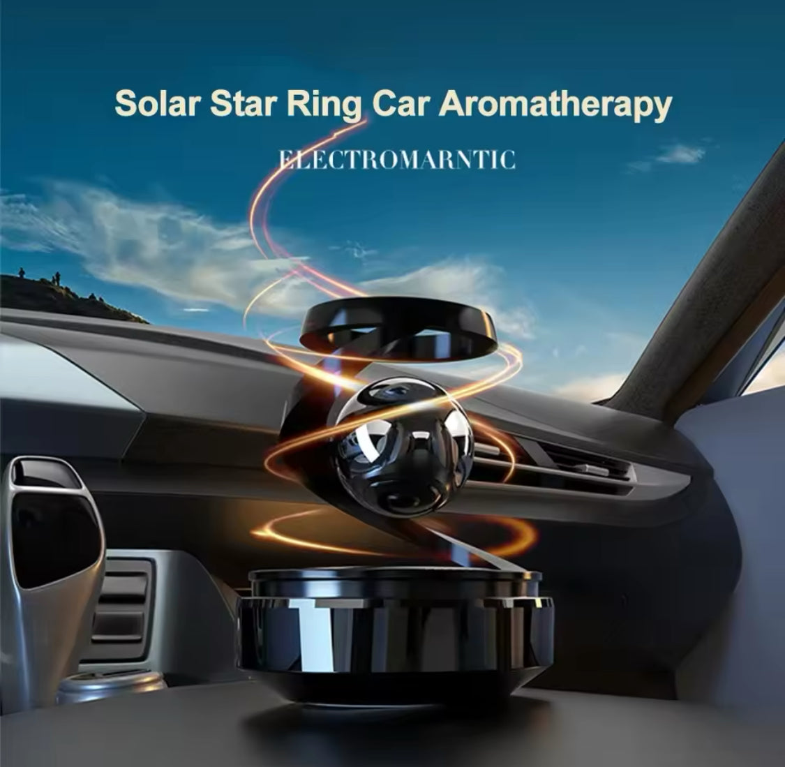 Solar Powered Car Diffuser, Solar Powered Rotating Car Aromatherapy Diffuser, Durable Alloy Fragrance Diffuser, Car Air Freshener Diffuser