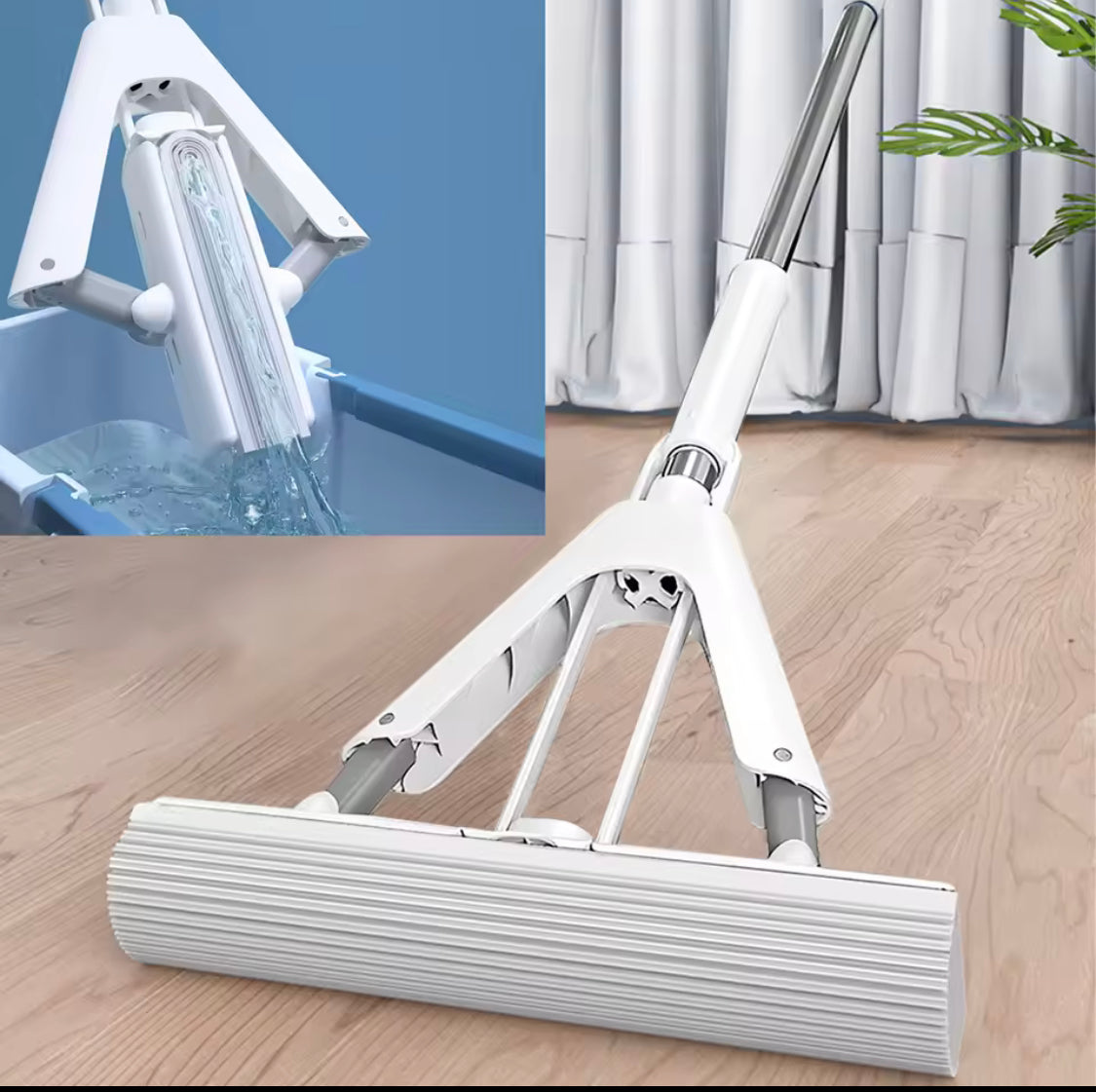 Self Draining Sponge Mop, Self Squeeze Floor Mop, Sponge Mop Absorbent, Rubber Cotton Cleaning Mop