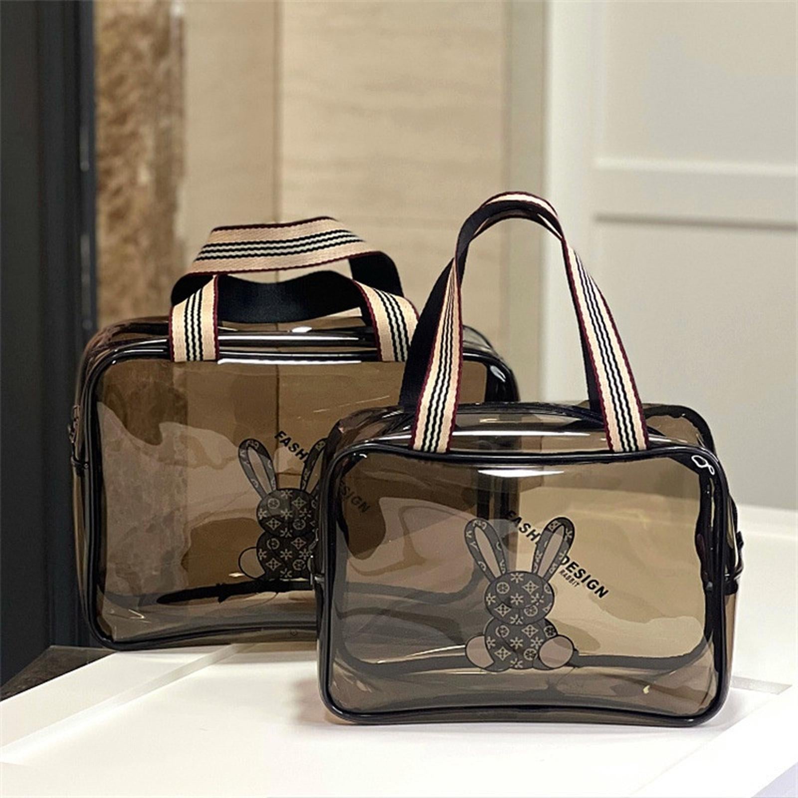 Set Of 3 Transparent Bear Cosmetic Pouch, Waterproof Transparent Makeup Bag, Multipurpose Women Cosmetic Bag, Travel Toiletry Washbag With Zipper