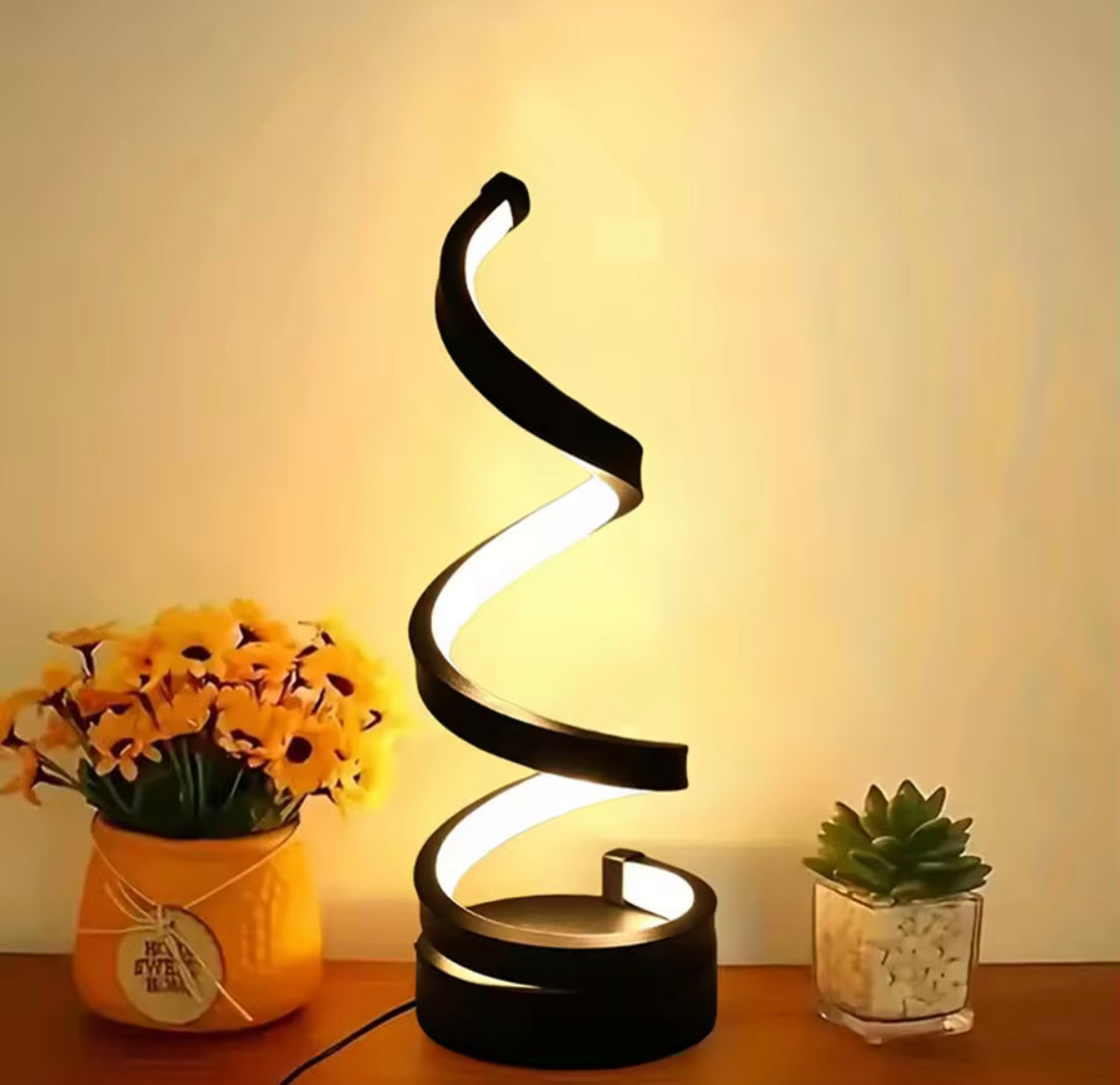 Modern Spiral Dimmable LED Table Lamp, USB Power Bedroom Bedside Lamp, Living Room Decorative Table Lamp, USB Study Student Light