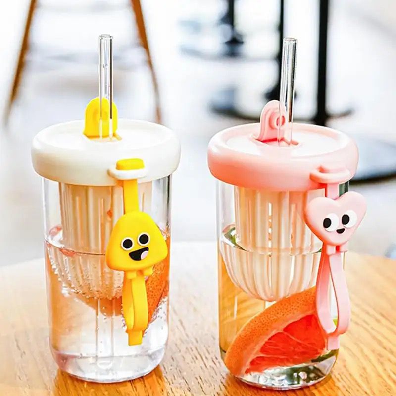 Funny Filter Straw Cup, 500ml Water Glasses With Fruit Tea Isolator Cup, Portable Tea Separation Cold Extract Water Cup
