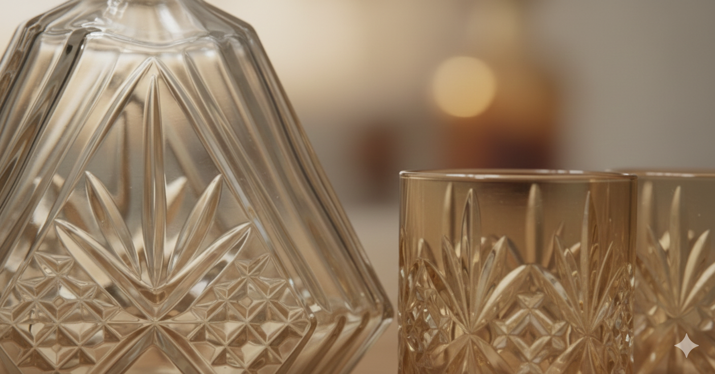 7Pcs Diamond Cut Glassware, Premium Glass Set With Jug, Large Capacity Sealed Water Jug