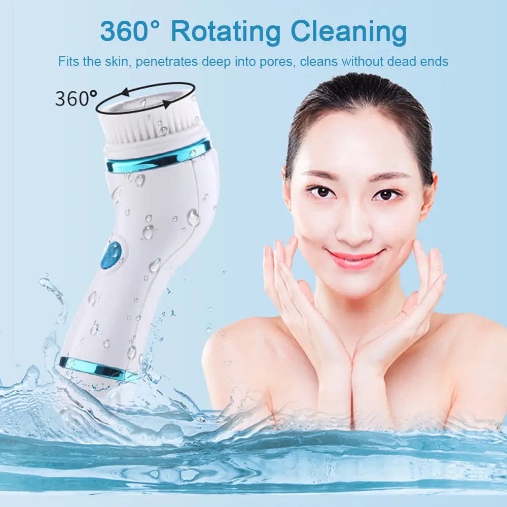 4 in 1 Electric Facial Cleanser, 360 Skin Pore Cleaner Face Massager, Ultrasonic USB Rechargeable Electric Facial Cleansing Device, Beauty Instrument Face Massager,  Skin Care Massage Wash Brush, Multifunctional Electric Face Washing Instrument