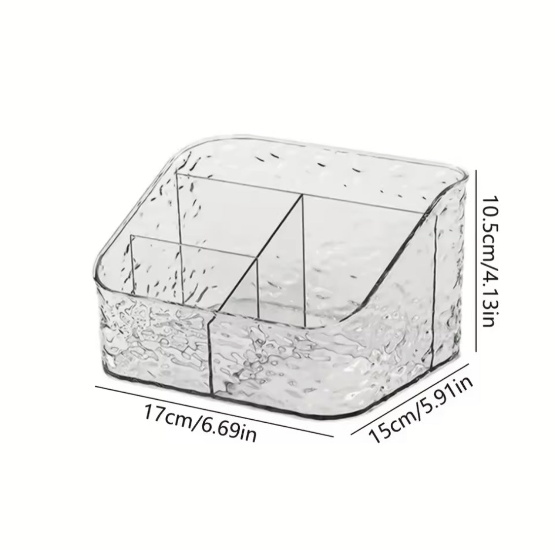 4 Compartment Acrylic Cosmetic Organizer, Transparent Makeup And Skincare Product Holder, Office Desk Stationery Box