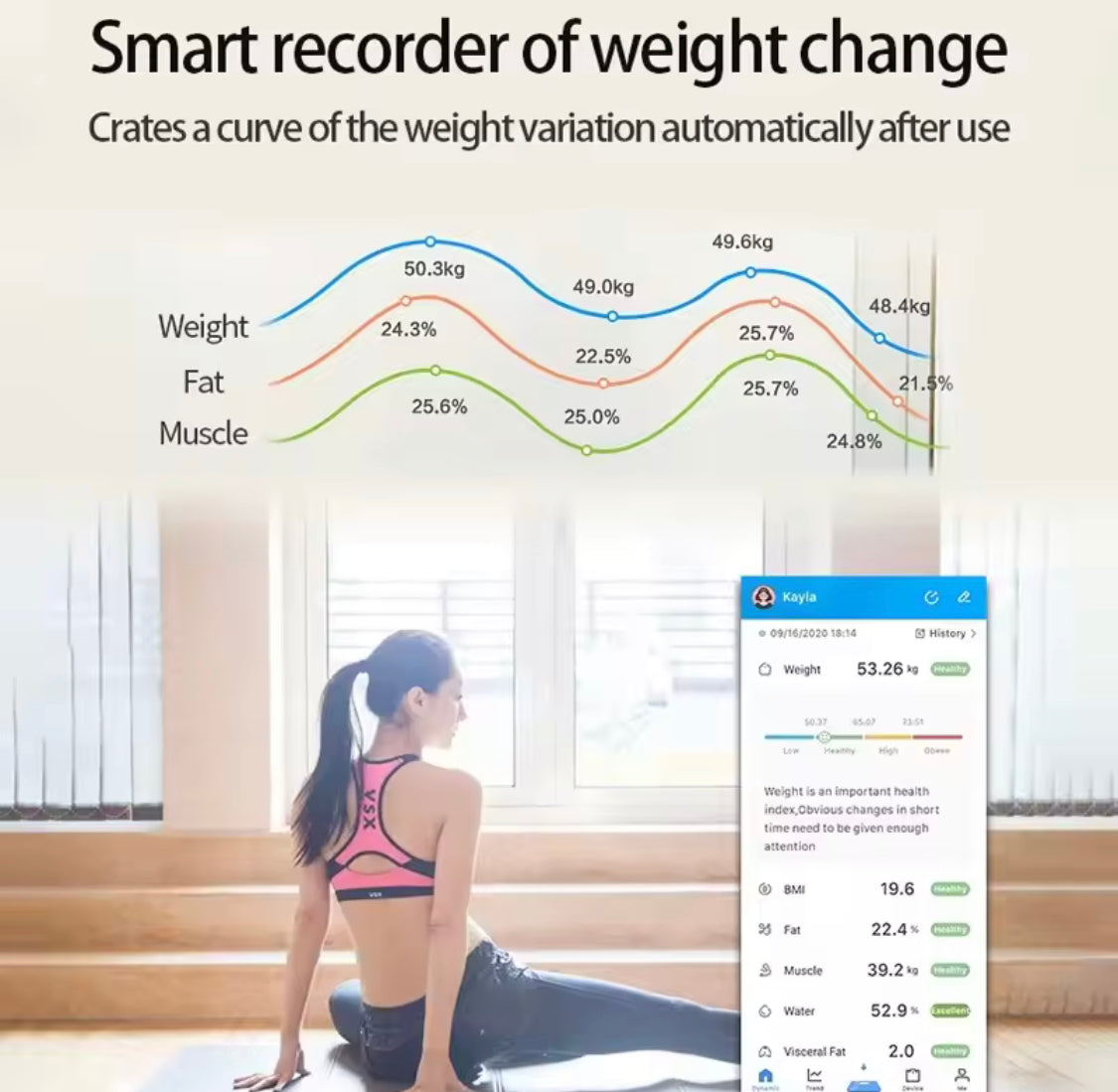 USB Charging Body Fat Scale With Bluetooth App, Smart Wireless Digital Weight Scale, Body Composition Analyzer Testing Scale