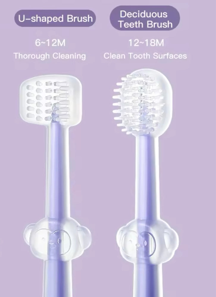 2pcs Baby Teeth Oral Care Cleaning Set, Soft Bristle Baby Toothbrush, Infant Silicone Toothbrush