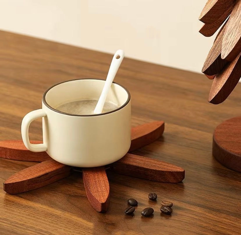 Expandable Tree Shape Pot Stand, Tree Design Wooden Trivet,     Foldable Wooden Heating Pad,     Heat Resistant Wooden Pot Stand,     Blossom Wooden Trivet