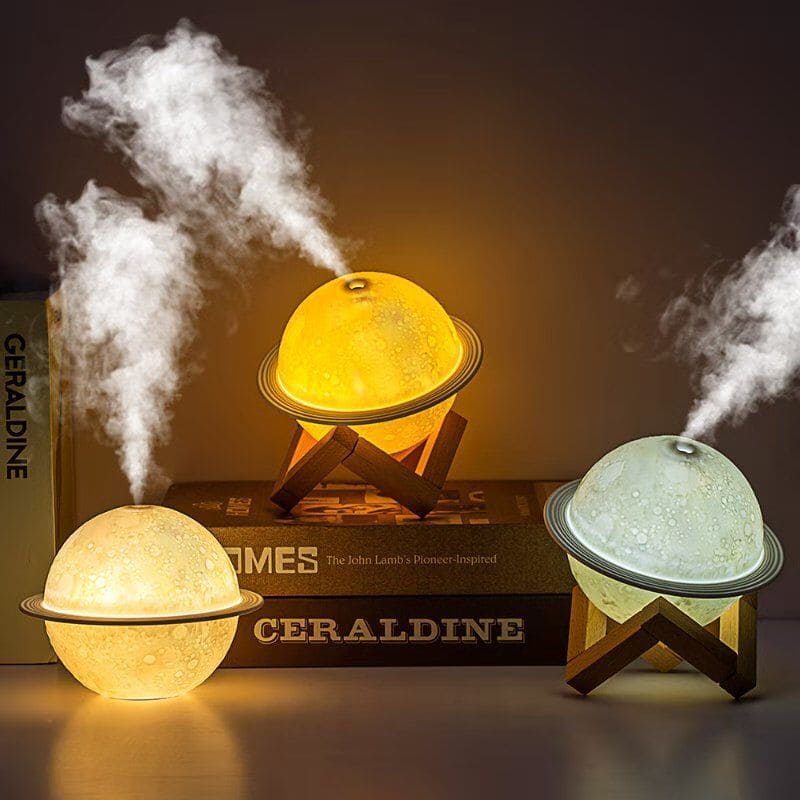 Ultrasonic 3D Moon Air Humidifier, Aroma Essential Oil Diffuser, Mist Purifier With Moon Lamp, Rechargeable USB Mist Frogger Maker, New Baby Planet Air Freshner Lamp, Usb Desktop Humidifier Bedroom With Stand, Usb Fogger Mist Maker With Led Light