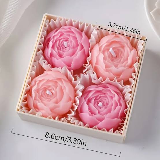 Elegant 4pcs Flower Shaped Aromatherapy Candles, Floral Rose Scented Candle, Handmade Room Decor Candles, Rose Scented Candle